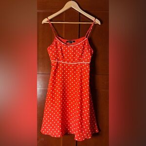 Forever 21 Red Polka Dot Retro Cami Dress With Empire Waist Size Small